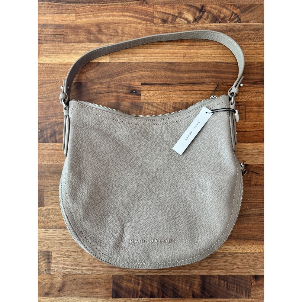 Marc Jacobs Groove Concrete Grey Pebbled Leather Hobo Bag NWT purse satchel